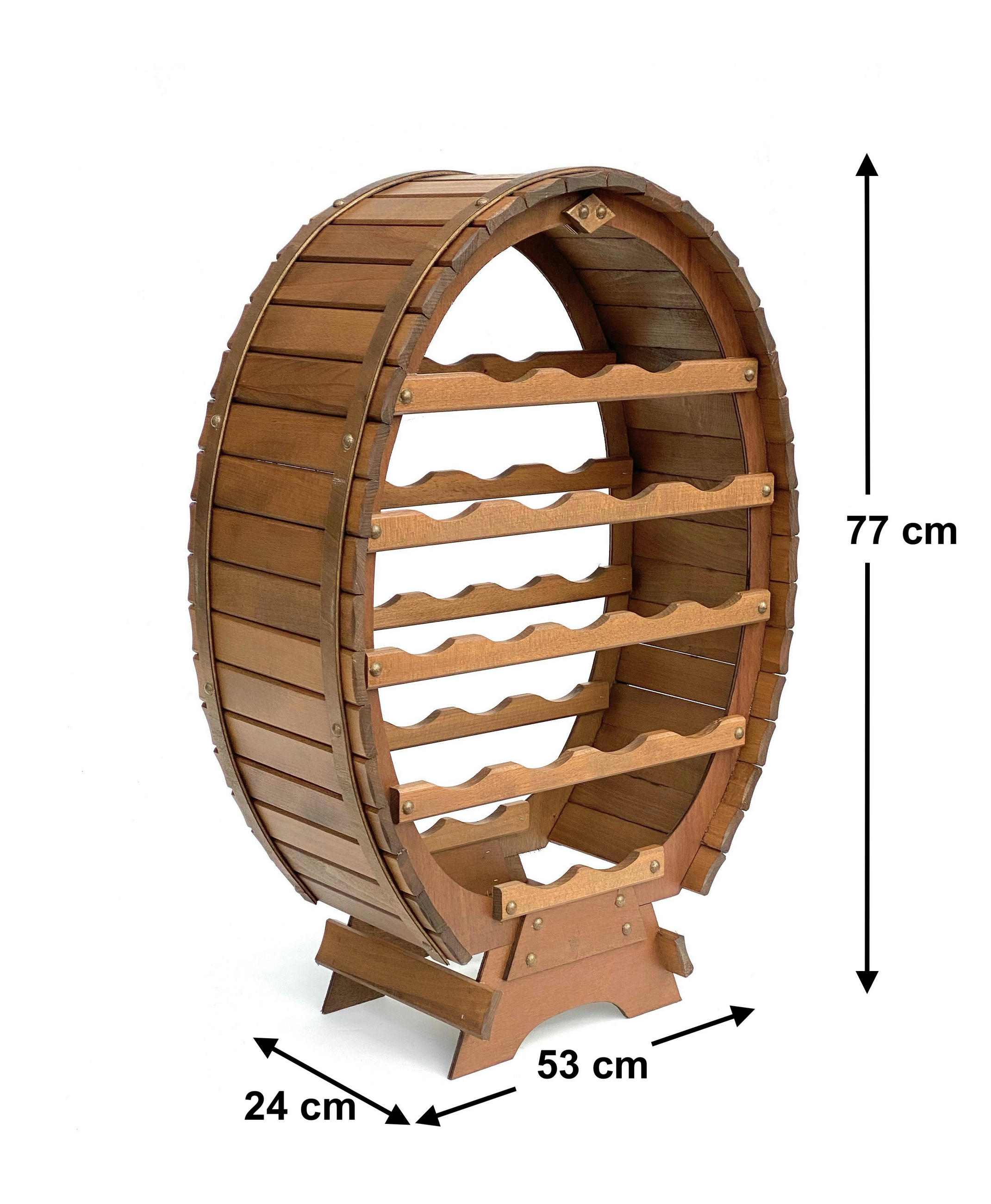 WEINREGAL für 18 Flaschen Holz Stehend Braun 77 cm - Braun, Holz (53/77/24cm) - DanDiBo