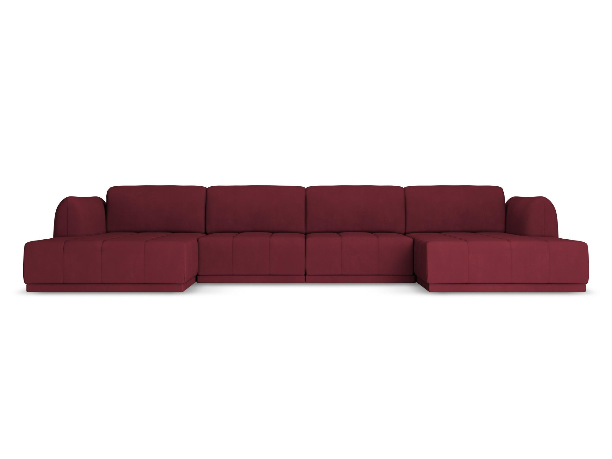 WOHNLANDSCHAFT Chenille Stoff Rot - Rot/Weinrot, Kunststoff/Textil (370/74/170cm) - Makamii