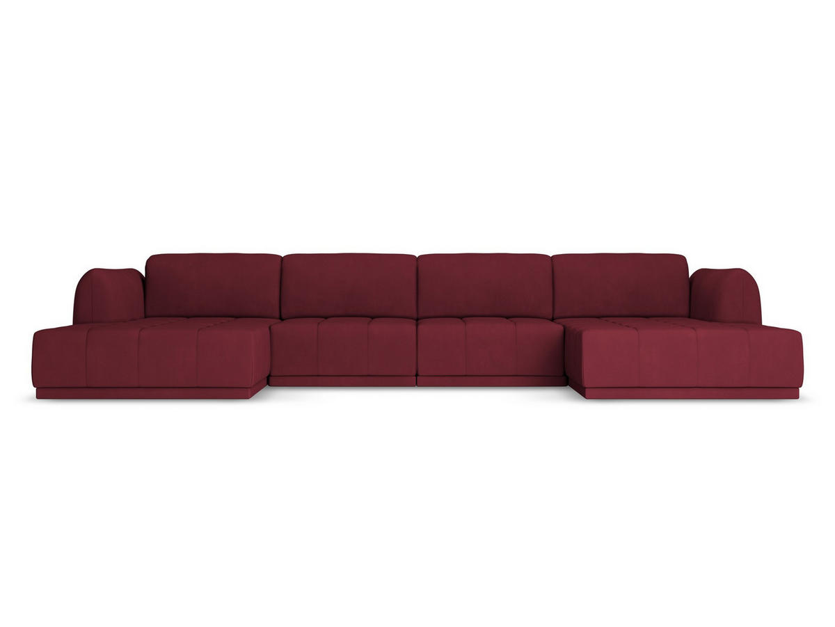 WOHNLANDSCHAFT Chenille Stoff Rot - Rot/Weinrot, Kunststoff/Textil (370/74/170cm) - Makamii