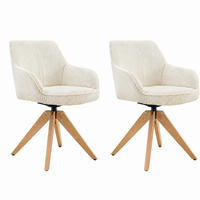 DREHSTUHL 2er-Set 360° drehbar Off White mit Massivholzbeinen - Weiß, Holz (44/84/56cm) - Meubliv