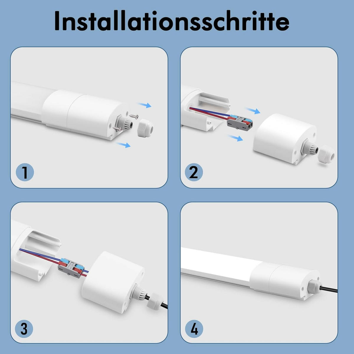 GARTENLEUCHTE TR1415 LED Feuchtraumleuchte IP65 58/6.5/4.1 CM Verbindbar - Weiß, Kunststoff (58/6.5/4.1cm) - LOVHAUS
