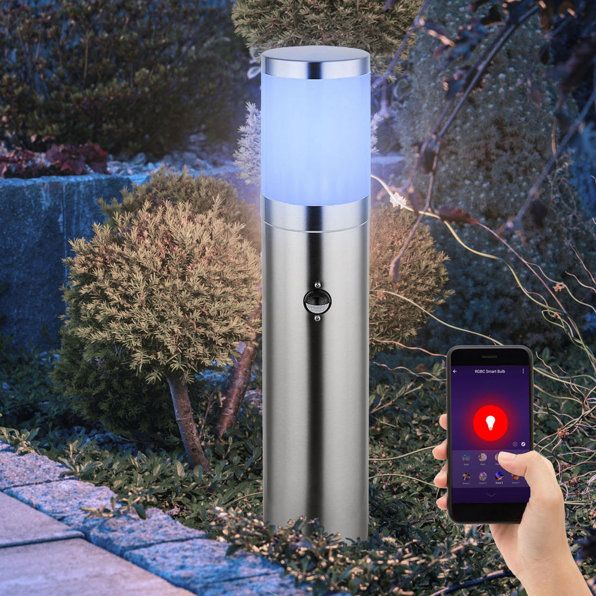 LED STEHLAMPE Edelstahl Silber - Silberfarben, Metall (50/14/50cm) - Globo Lighting