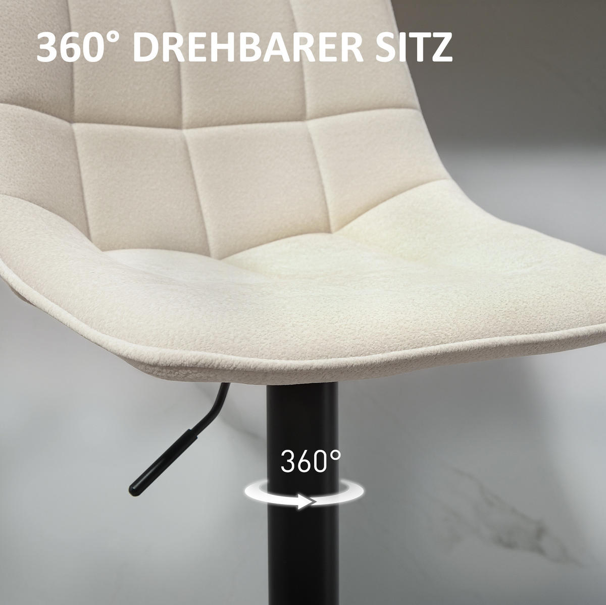 BARHOCKER 2er-Set mit Lehne höhenverstellbar drehbar Polyester Beige - Beige, Metall (47/117/53cm) - Meubliv