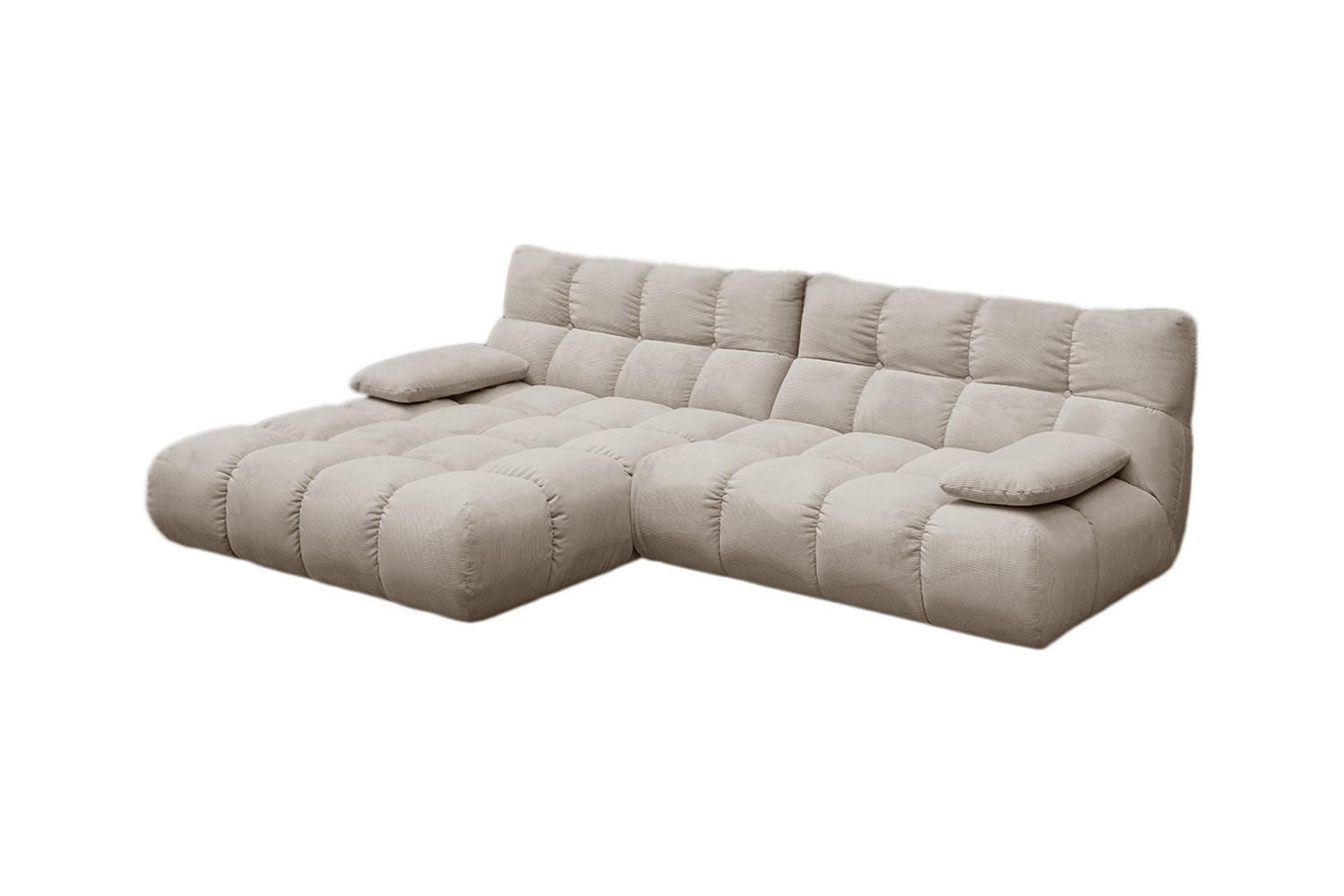 ECKSOFA VIVIEN Beige Cord - Beige/Schwarz, Kunststoff/Textil (290/178cm) - KAWOLA