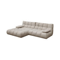 ECKSOFA VIVIEN Beige Cord - Beige/Schwarz, Kunststoff/Textil (290/178cm) - KAWOLA