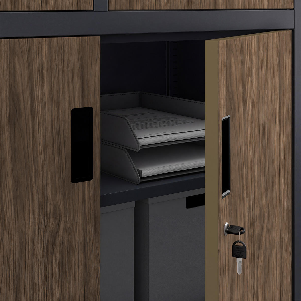 AKTENSCHRANK FILIP II 185x90x40 cm - Anthrazit/Nussbaumfarben, Metall (90/185/40cm) - Jan Nowak
