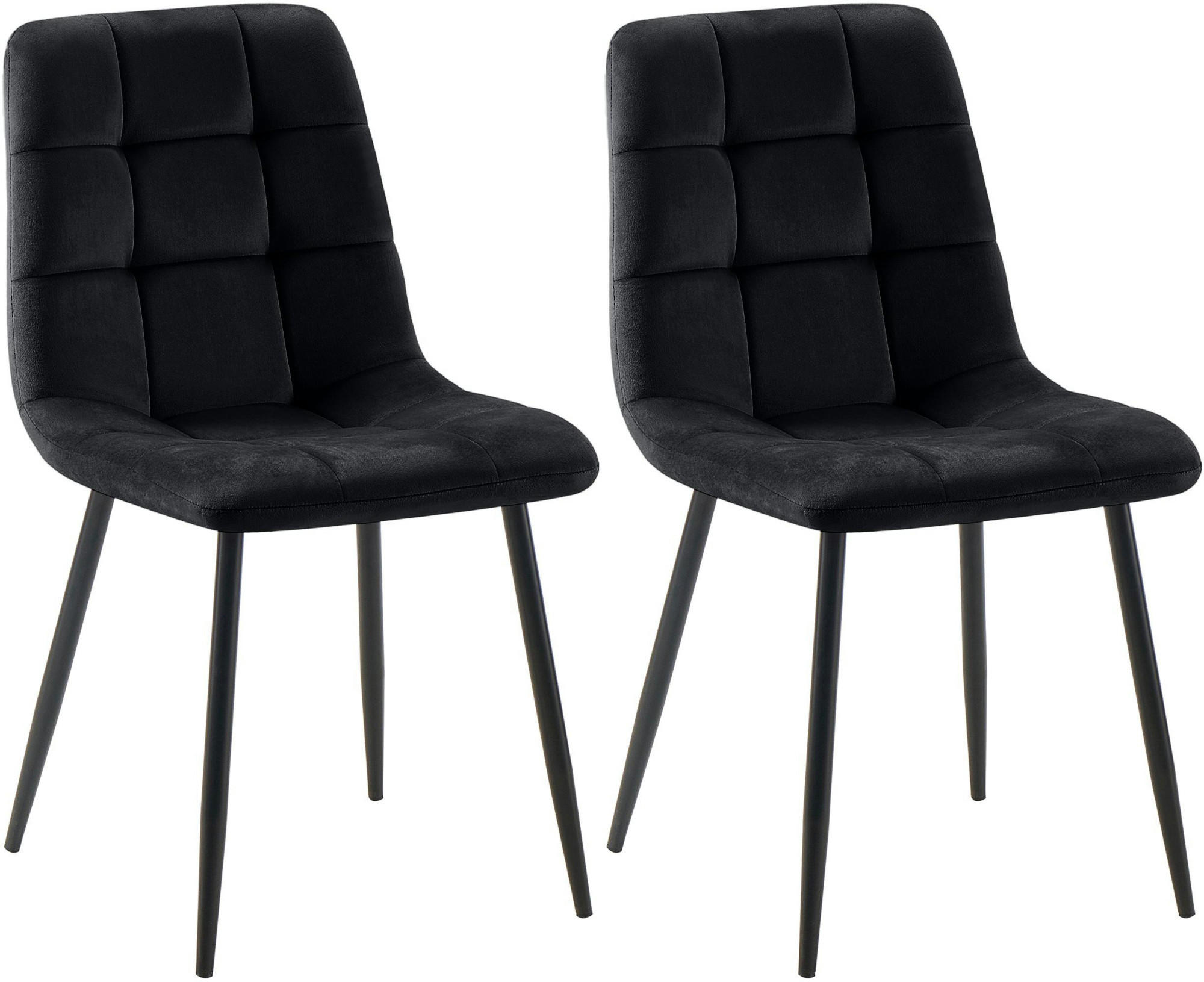 STUHL 2er Set Samt Schwarz - Schwarz, Textil/Metall (45/84/55cm) - CLP