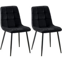 STUHL 2er Set Samt Schwarz - Schwarz, Textil/Metall (45/84/55cm) - CLP