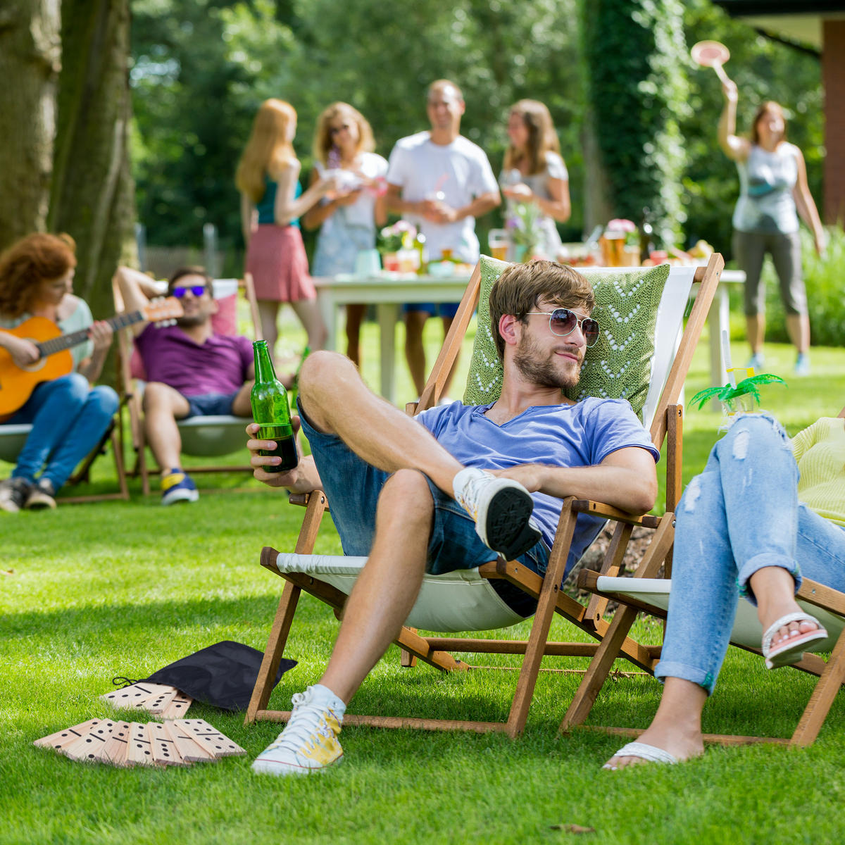 XXL-DOMINO - Hellbraun, Holz/Textil (7.5/1cm) - Relaxdays