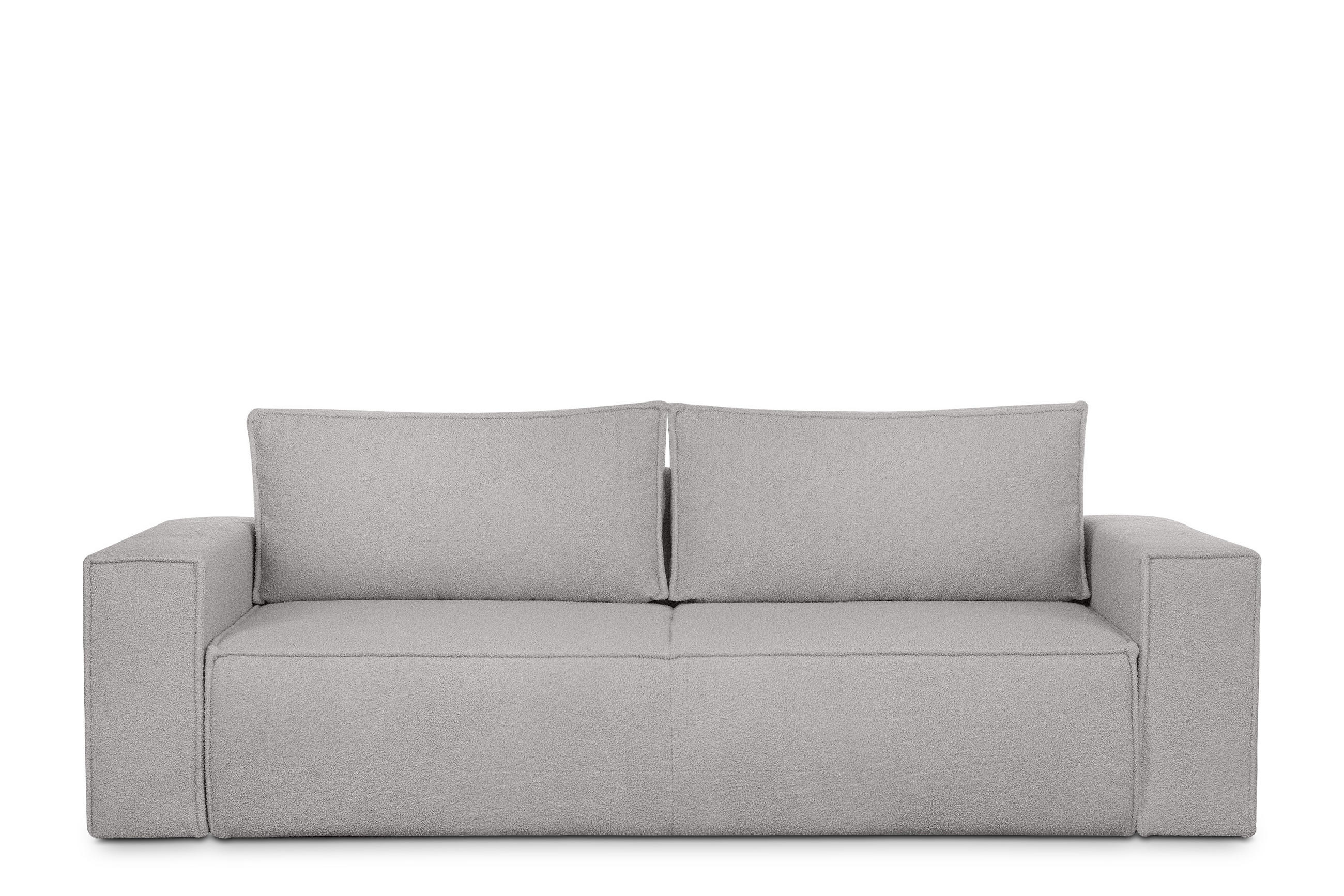 3-SITZER-SOFA NAPI II mit Schlaffunktion, aschgrau - Hellgrau/Grau, Textil (244/89/101cm) - KONSIMO®