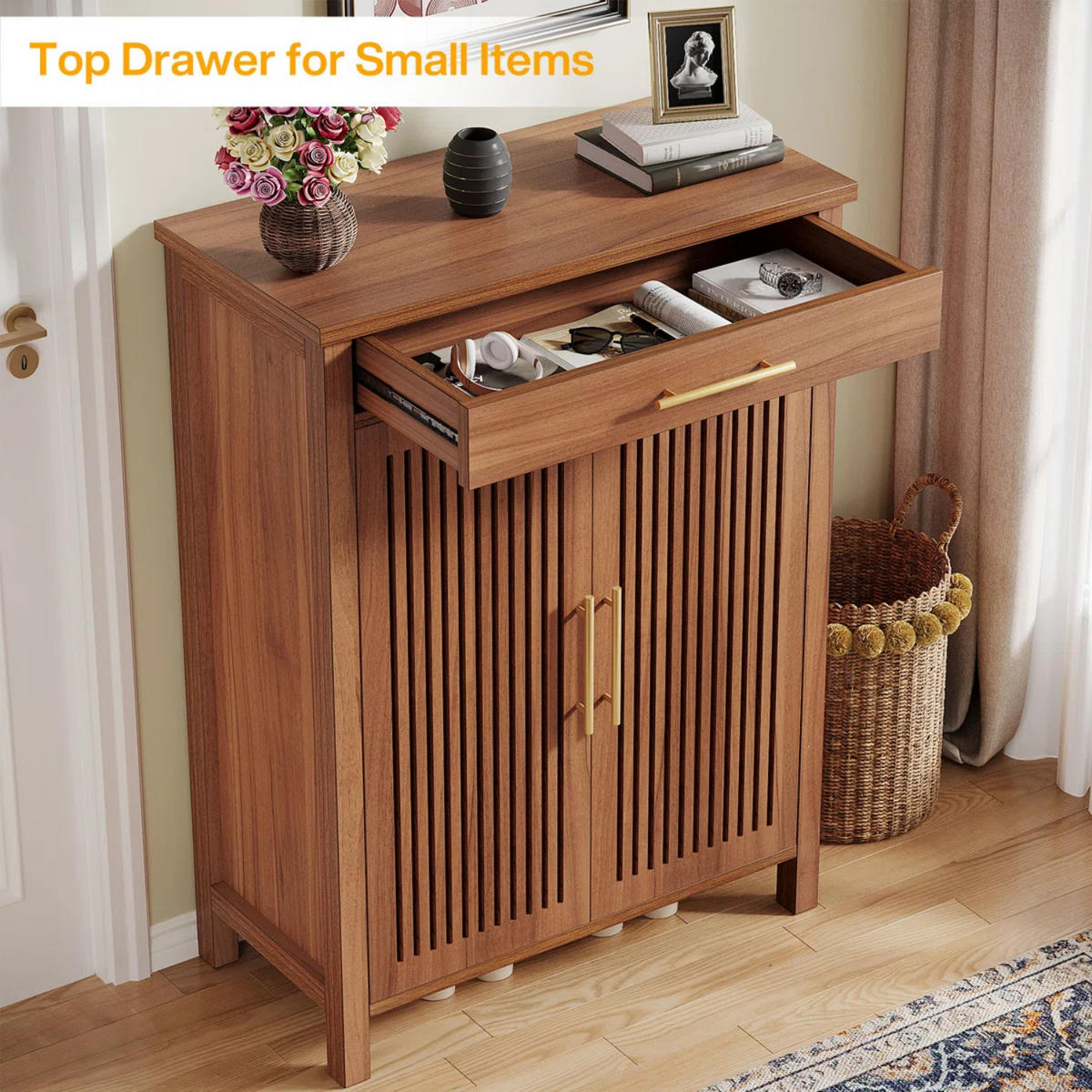 SCHUHSCHRANK Braun 80/36/109 cm - Walnussfarben/Braun, Holzwerkstoff (80/110/36cm) - Quality Elegance