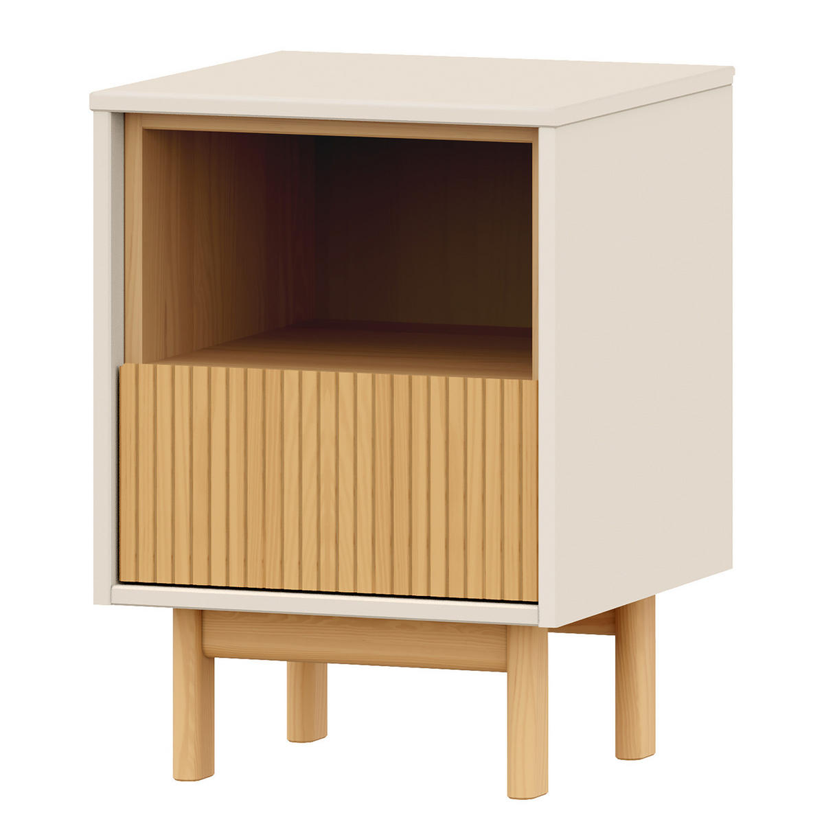 MASSIVE NACHTKOMMODE - Pinie / Kaschmir - Braun, Holz (41/52/35cm) - home24