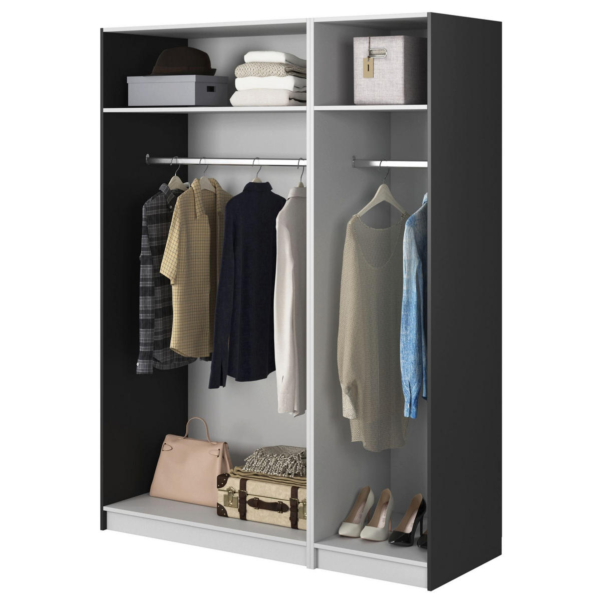 KLEIDERSCHRANK Moonir Schwarz 150 cm - Goldfarben/Schwarz, Holzwerkstoff/Metall (150/200.5/57cm) - Selsey