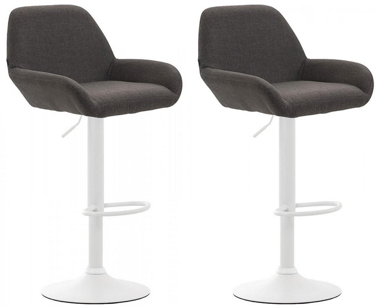 BARHOCKER 2er Set Stoff dunkelgrau - Dunkelgrau/Weiß, Textil/Metall (51/89/52cm) - CLP