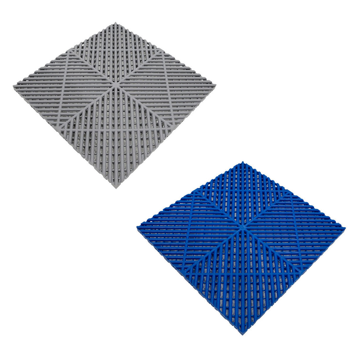 GARAGENBODENFLIESEN Belüftete mit Kanten – 90 Grau und 30 Blau - Grau, Kunststoff (40/1.8/40cm)