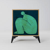 SIDEBOARD TOGETHER BUT SEPARATELY, Eichefarben, 57,5x42x70,5 cm, Schwarze Metall-Sternfüße - Eichefarben/Multicolor, Holzwerkstoff/Metall (57.5/70.5/42cm) - SpaceRebels