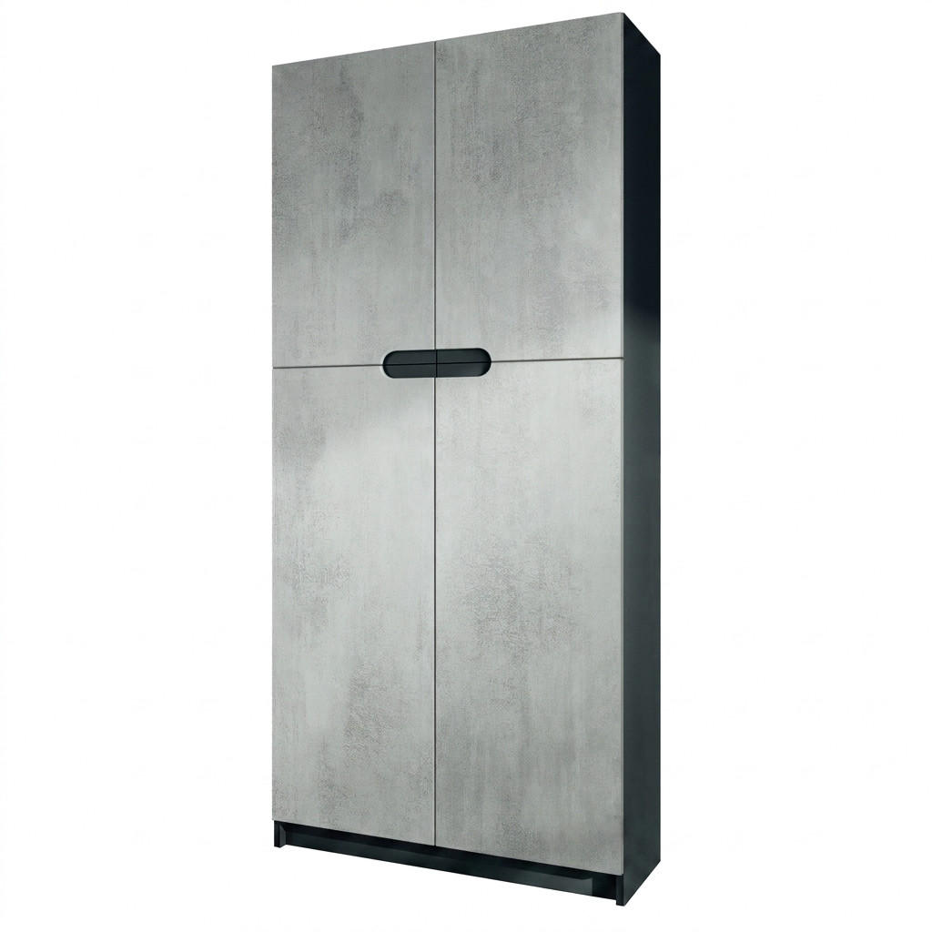 BÜROSCHRANK Logan Fronten in Beton Oxid Optik - Hellgrau, Holzwerkstoff (82/184/37cm) - Vladon