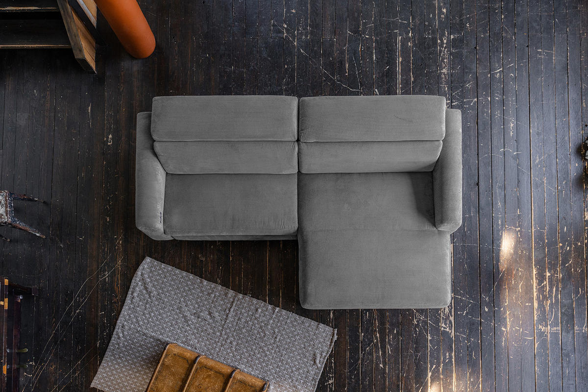 ECKSOFA LAISKA Grau Cord - Schwarz/Grau, Textil/Metall (282/177cm) - KAWOLA