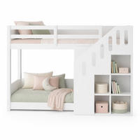 ETAGENBETT 90/200 cm & 90/200 cm in Weiß Kinderbett mit Stauraumtreppe und Geländer Massivholz - Weiß, Holz (90/200cm) - STILVORA