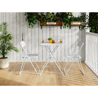 BISTROSET 3 teilig klappbar Metall weiß - Weiß, Metall - LEBENLANG