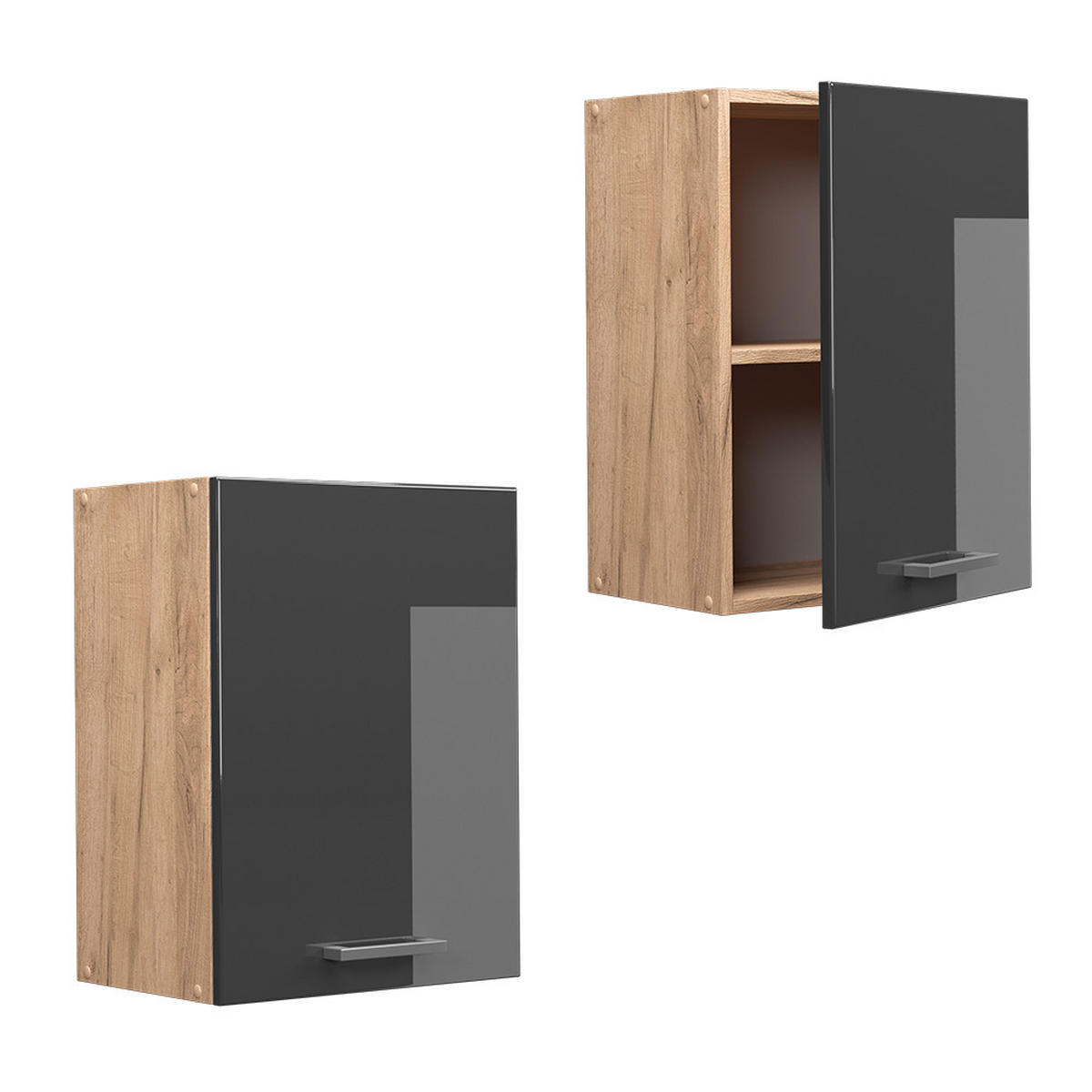 HÄNGESCHRANK R-Line Anthrazit Hochglanz 45 cm - Honigeiche/Schwarz Hochglanz, Holzwerkstoff (45/60/31cm) - Vicco