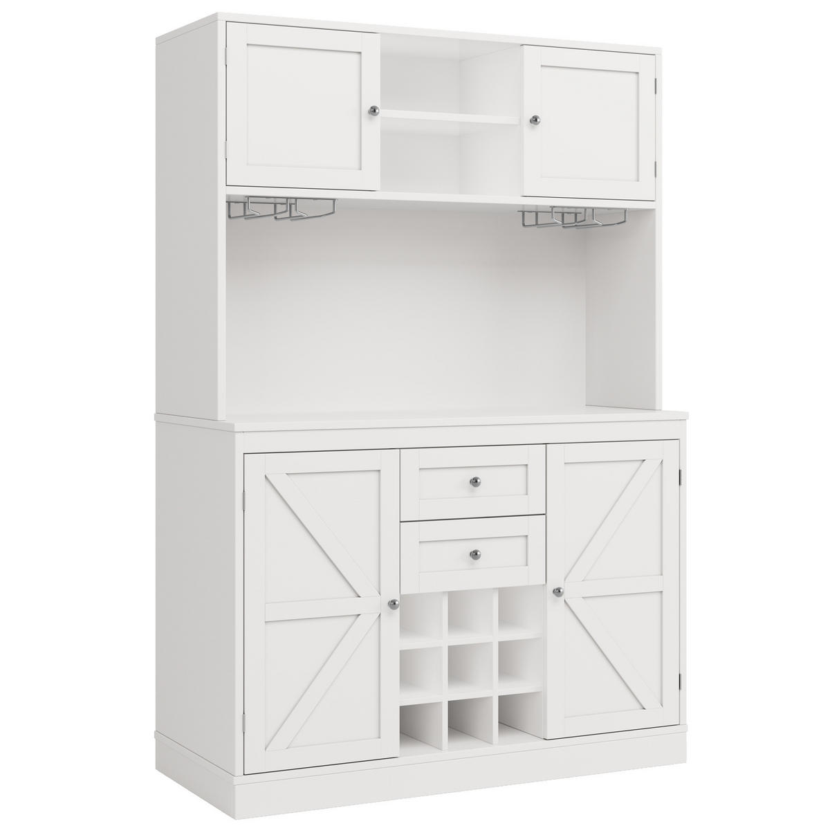 BUFFET 120/40/188 cm Weiß aus MDF mit Weinregal - Weiß, Holzwerkstoff (106/179.5/40cm) - OKWISH