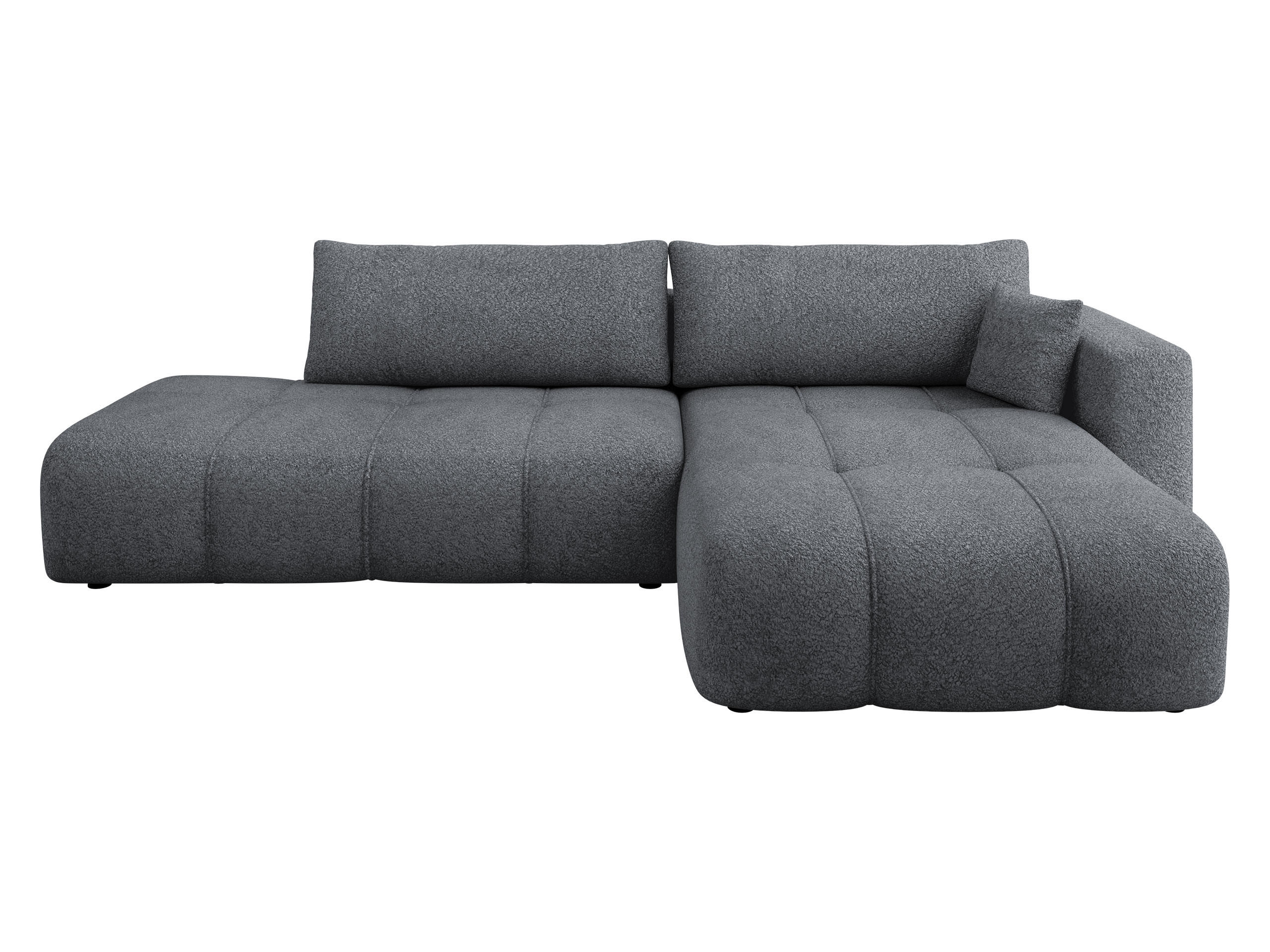 ECKSOFA Furyn O Boucle, Seite: Rechts - Dunkelgrau/Schwarz, Holzwerkstoff/Kunststoff (262/145cm) - MIRJAN24