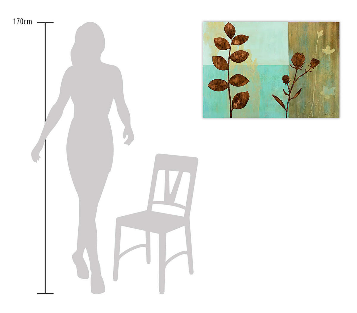 ACRYLBILD HANDGEMALT 80/60 cm - Türkis/Braun, Holz/Textil (1.4/60cm) - KUNSTLOFT