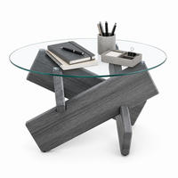COUCHTISCH in Grau Wohnzimmertisch mit Kreativer kreuzförmiger Holzrahmen für Wohnzimmer, B79/T79/H45 cm - Transparent/Grau, Glas/Holzwerkstoff (79/79/45cm) - STILVORA