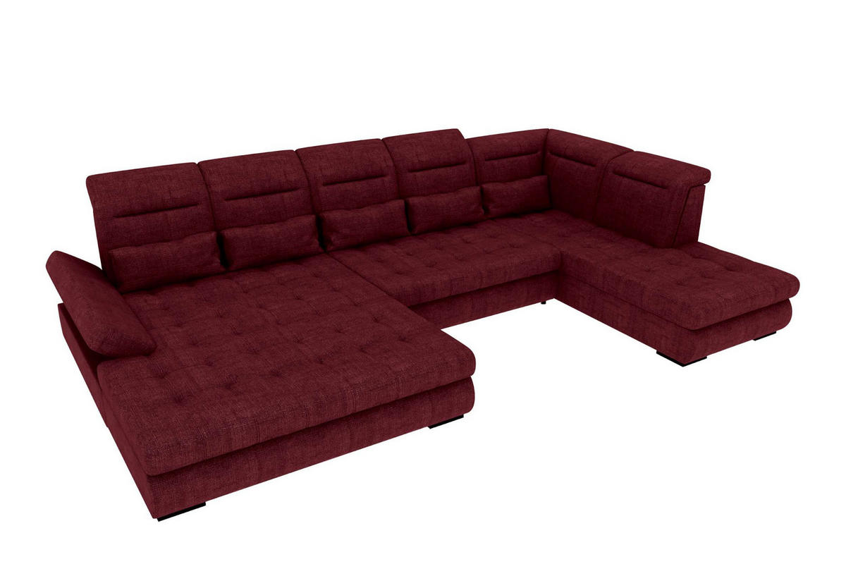 WOHNLANDSCHAFT Toscana Velours inkl. Schlaffunktion - Bordeaux, Textil (208/87/358cm) - 99rooms