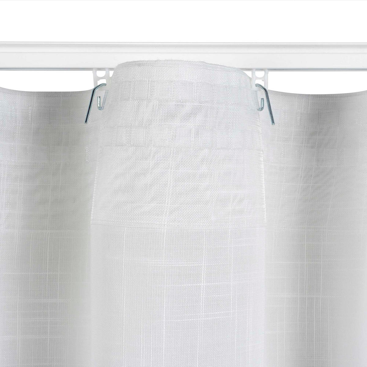VORHANG MIT KRÄUSELBAND, lichtdurchlässig, Farbe Weiß, 200X300 - Weiß, Kunststoff (200/300cm) - STORESDECO