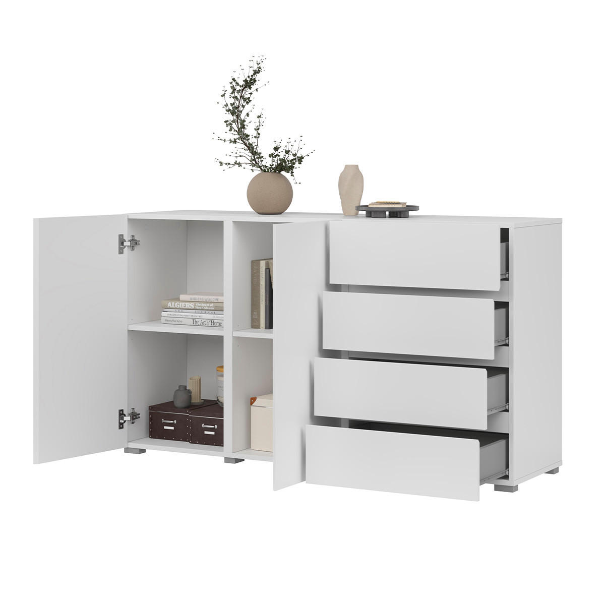 SIDEBOARD Maxis Bílá - bílá, kompozitní dřevo (138/78/40cm) - Petits-meubles
