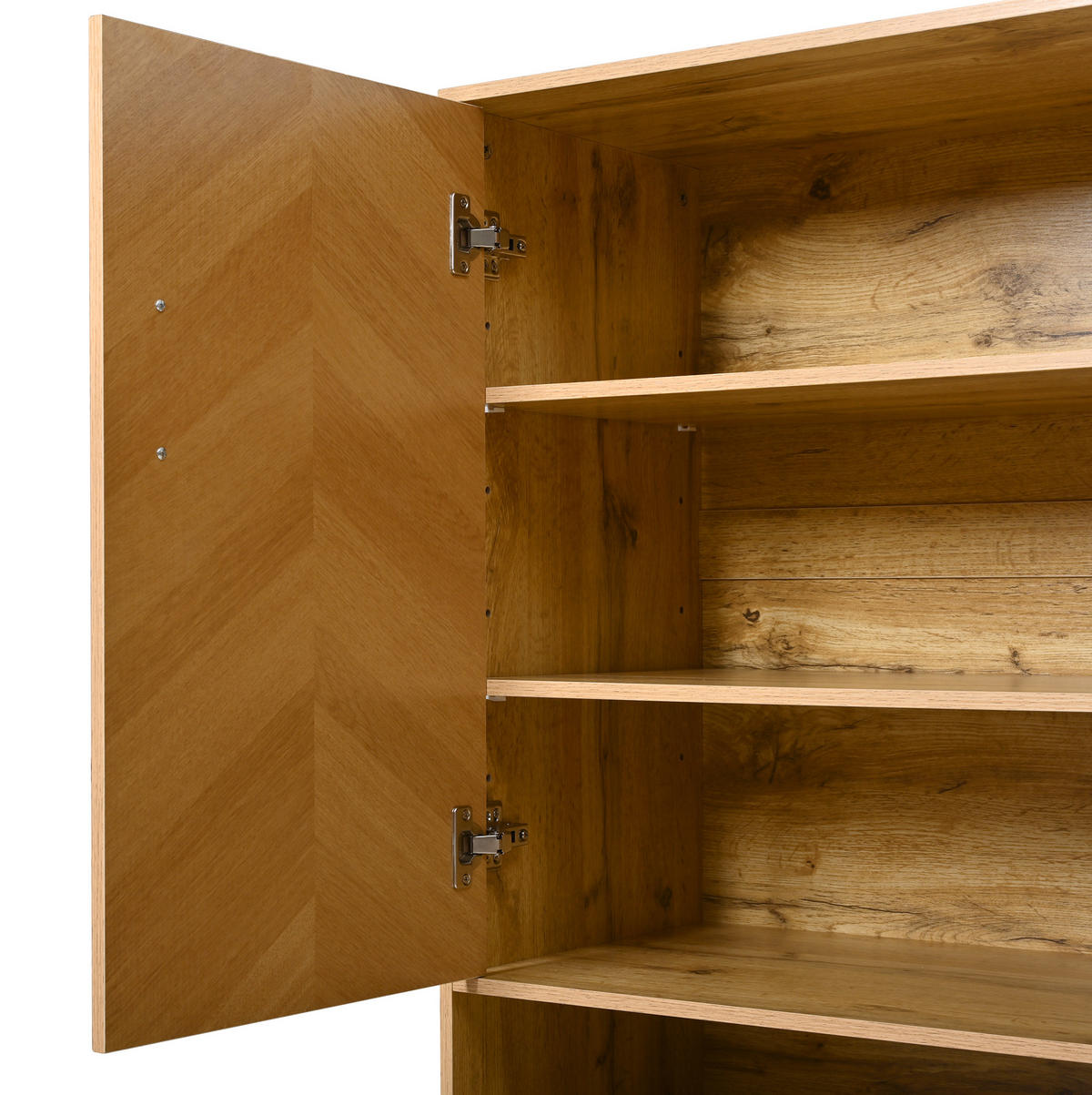 SCHUHSCHRANK aus MDF 80x38x100cm in Natur mit Soft-Close - Naturfarben, Holzwerkstoff (80/100/38cm) - Modfu