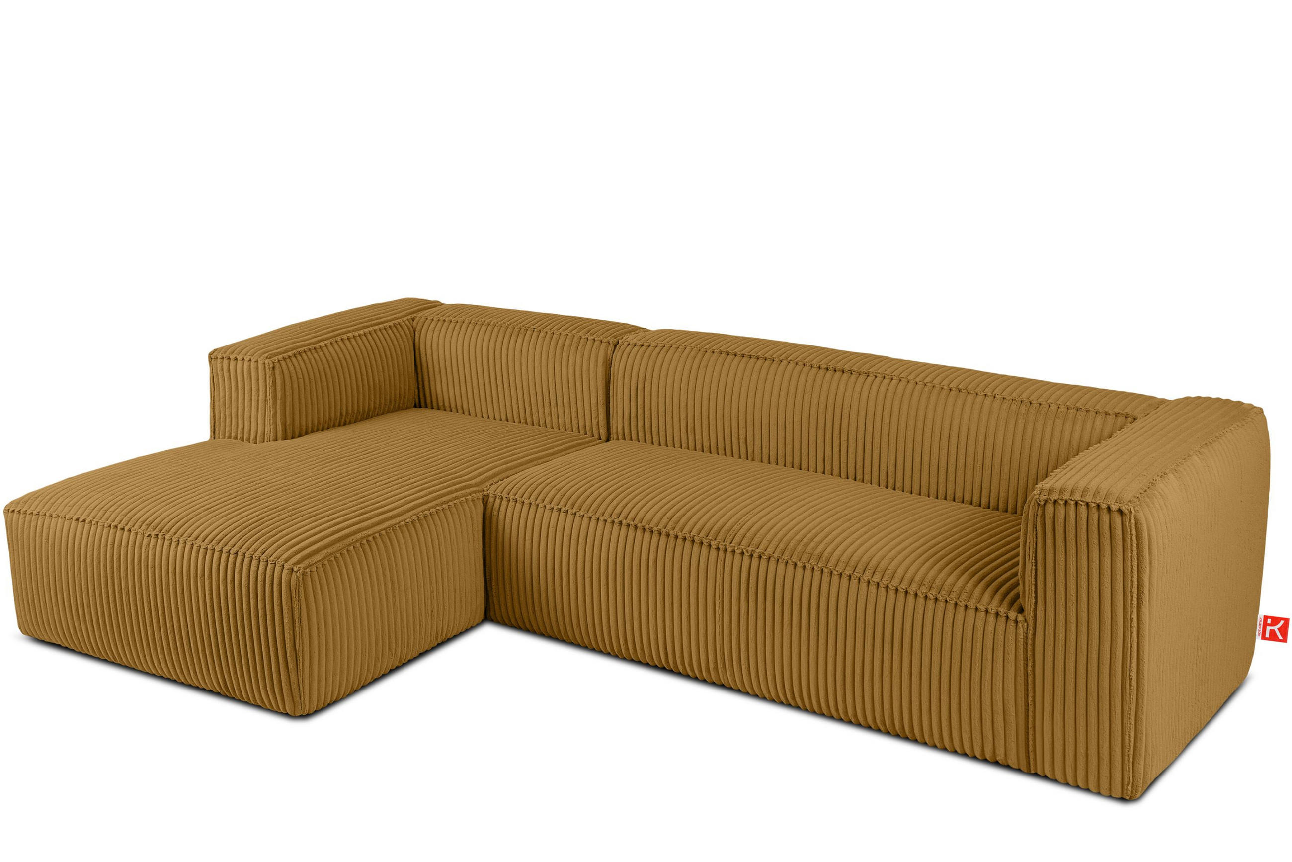 ECKSOFA-LINKS FEROX Modern, Cord-Stoff, gelb - Gelb, Textil (305/175cm) - KONSIMO®