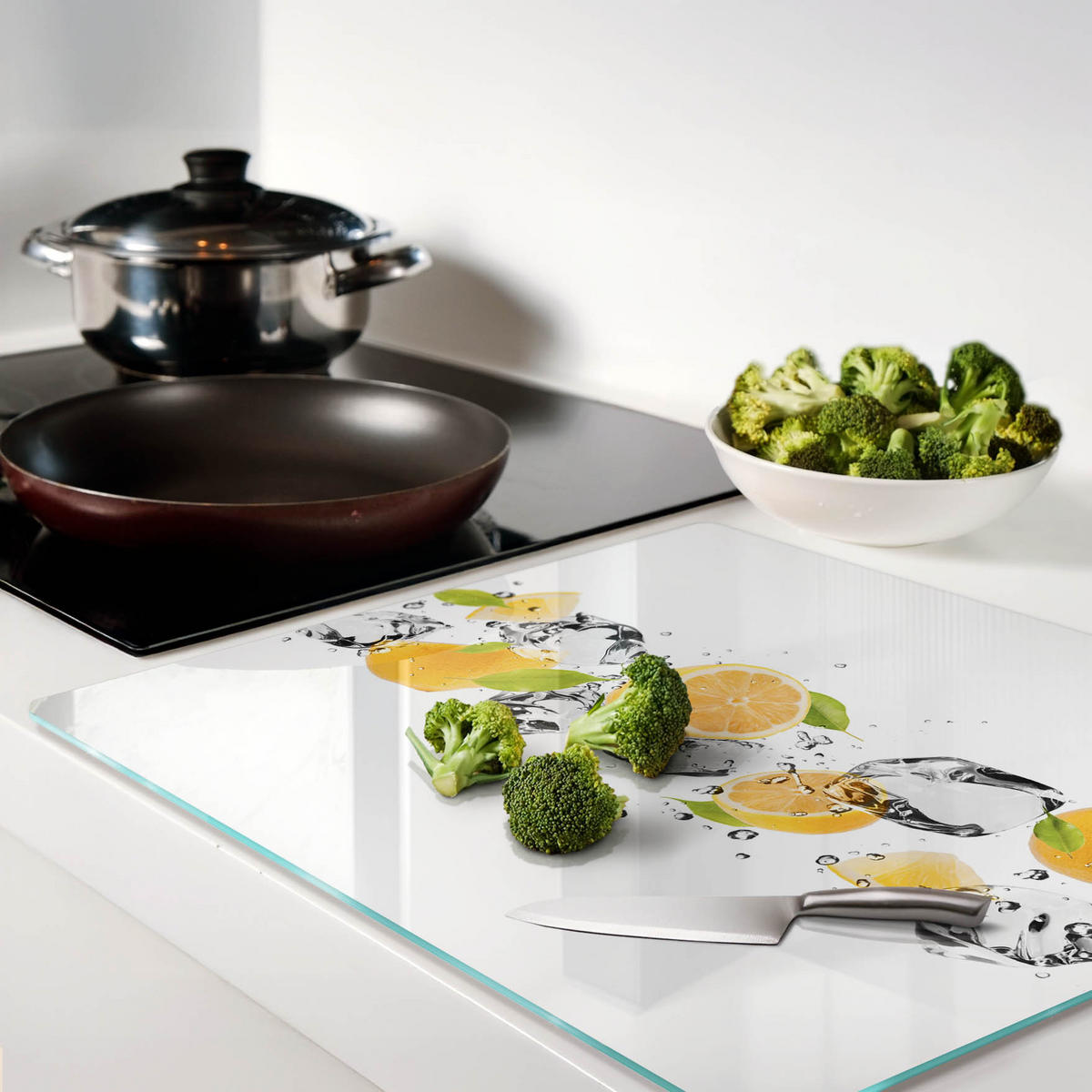 GLASPLATTE 60x52 cm Zitrone und Wasser - Gelb, Glas (60/0.4/52cm) - TULUP