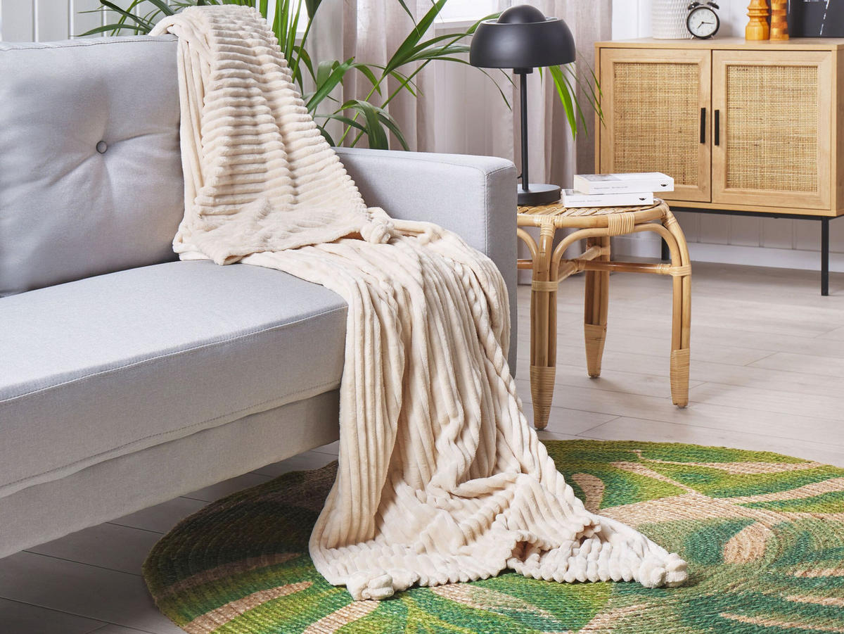 DECKE Beige Kaweri 150/200 cm - Beige, Textil (150/200cm) - Beliani