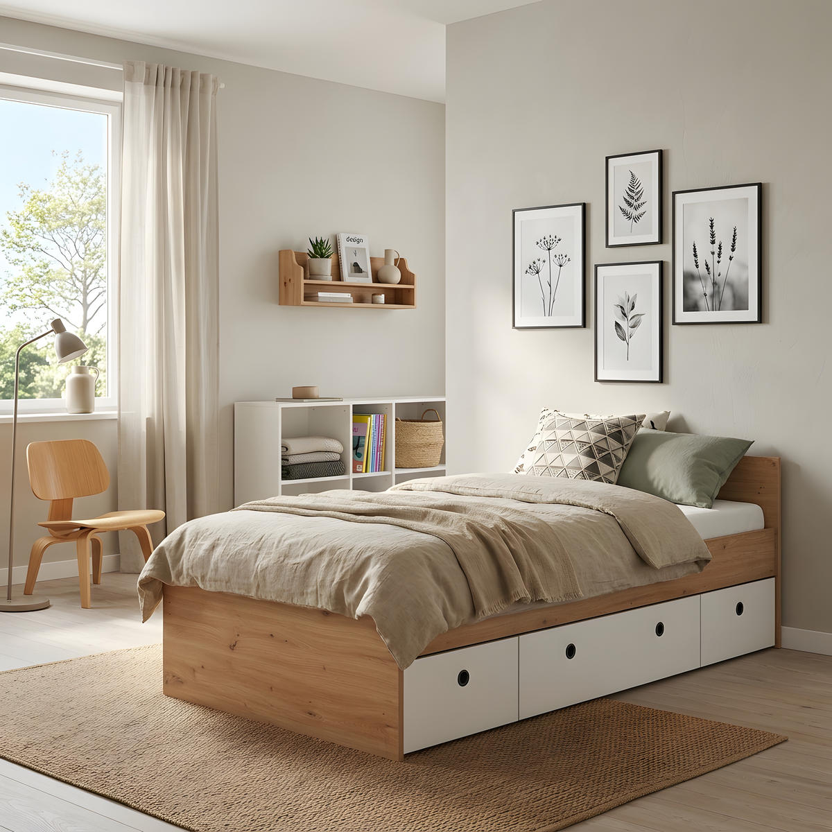 JUGENDZIMMER Mega-Set Bente 5-tlg. - Schwarz/Weiß, Holzwerkstoff/Kunststoff (1/1/1cm) - arthur berndt