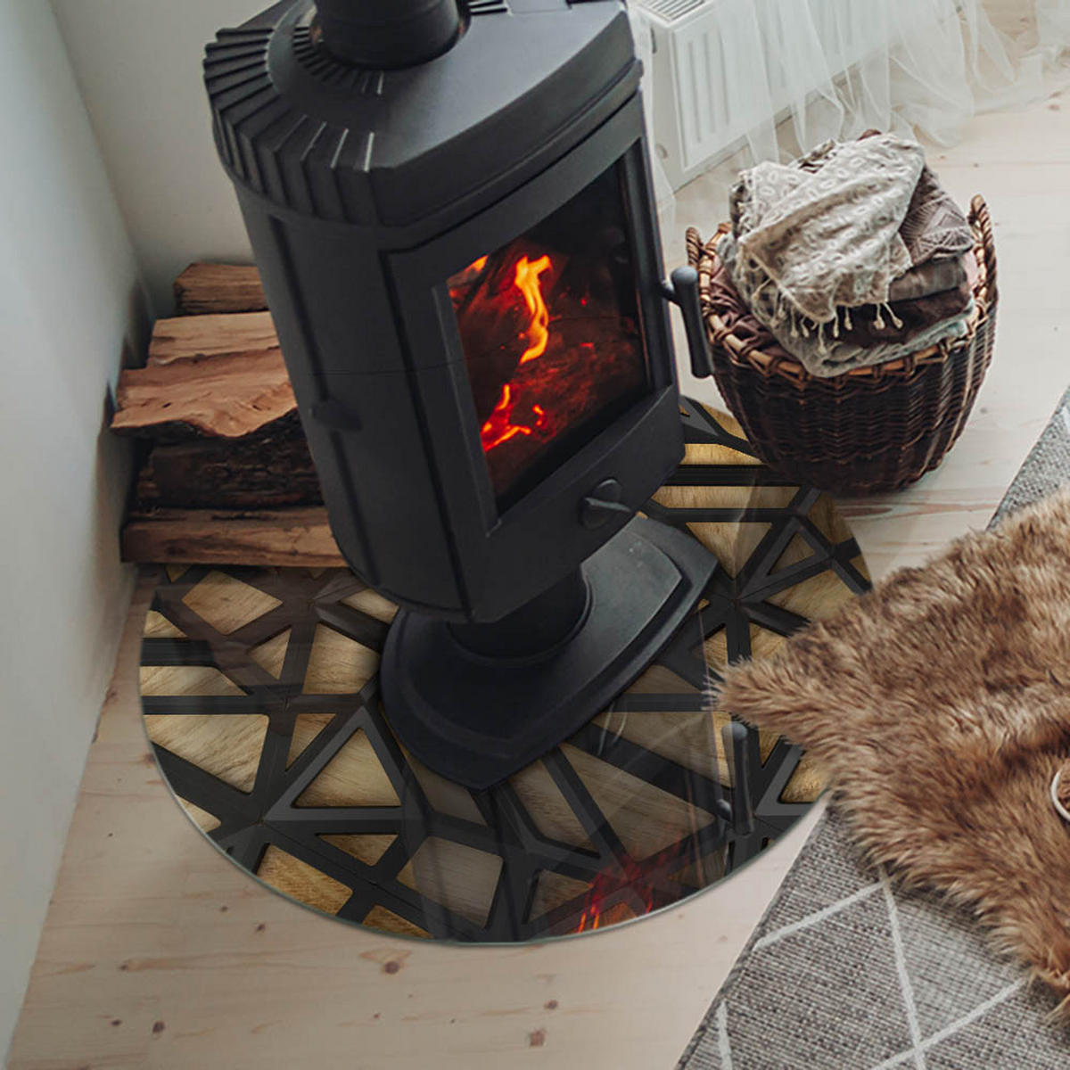 GLASPLATTE für Kamin Ø 70 cm Braun - Braun, Glas (70/70/0.4cm) - ArtPrintCave