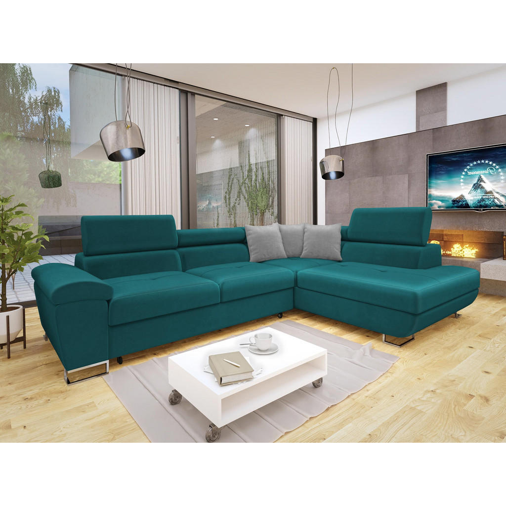 Thumbnail - Mirjan24 Ecksofa, Türkis, Textil, 6-Sitzer, Ottomane rechts, L-Form,Rechteckig, 270x202 cm, Wohnzimmer, Sofas & Couches,...