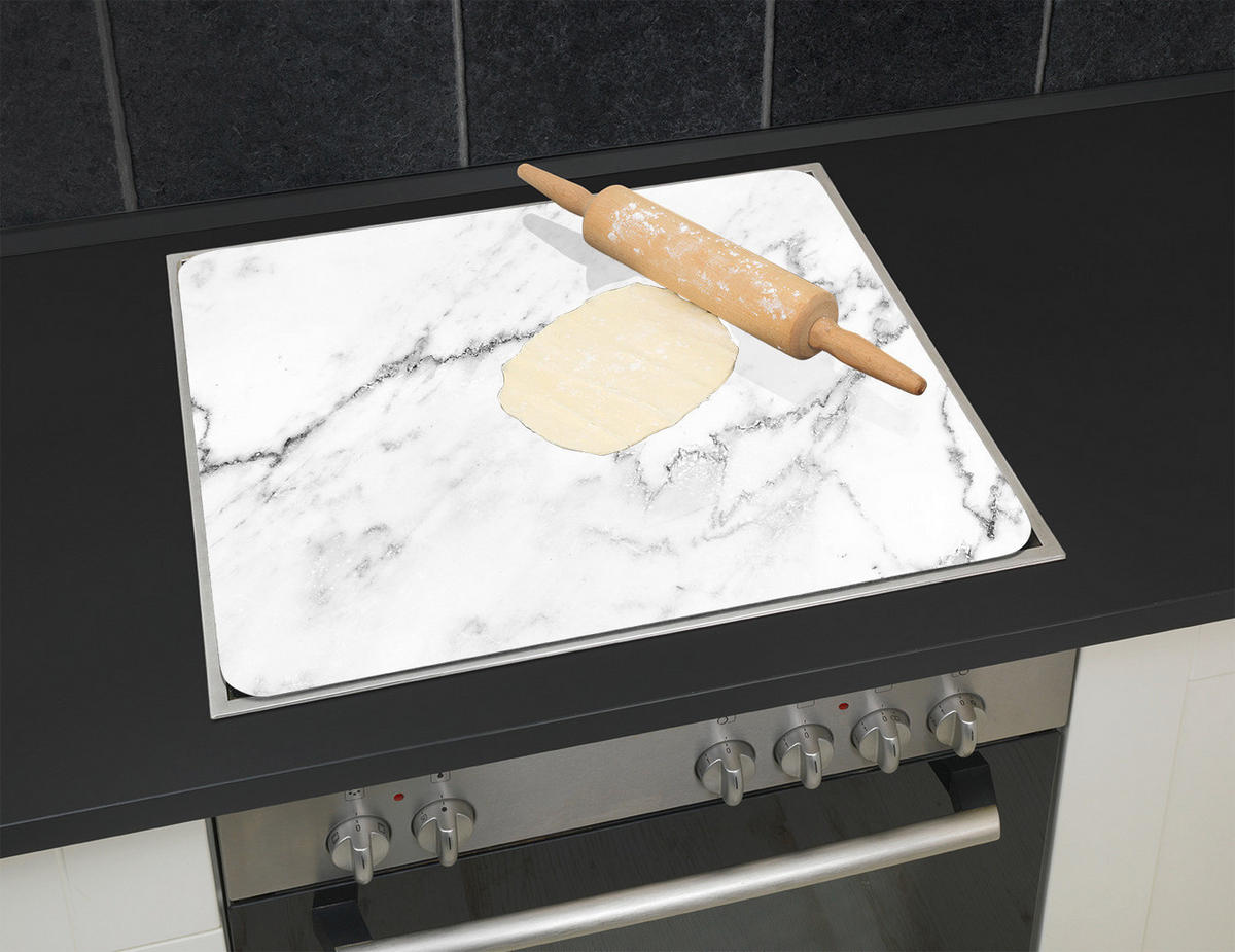 KÜCHENBRETT aus gehärtetem Glas Marble 56/50/1,5 cm - Weiß, Glas (50/1.5/56cm) - Wenko