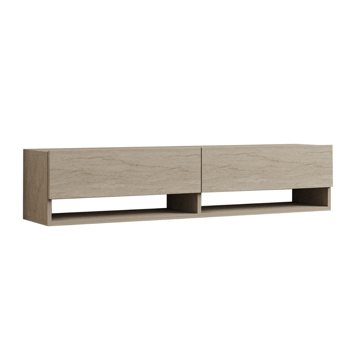TV-MÖBEL mit 2 klapptüren travertin-dekor arges 141/30/31 cm - Beige, Holzwerkstoff (35/31/30cm) - Calicosy
