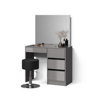 SCHMINKTISCH-SET Imola Grau 90 cm mit Hocker - Grau, Holzwerkstoff (90/75/40cm) - Livinity®