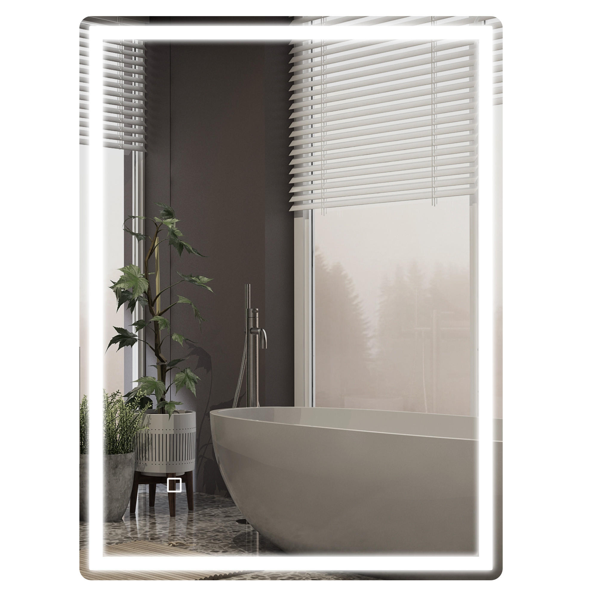 BADSPIEGEL DE-09277 LED, dimmbar & Anti-Beschlag Weiß - Silberfarben, Glas (60/4/80cm) - ComfortXL