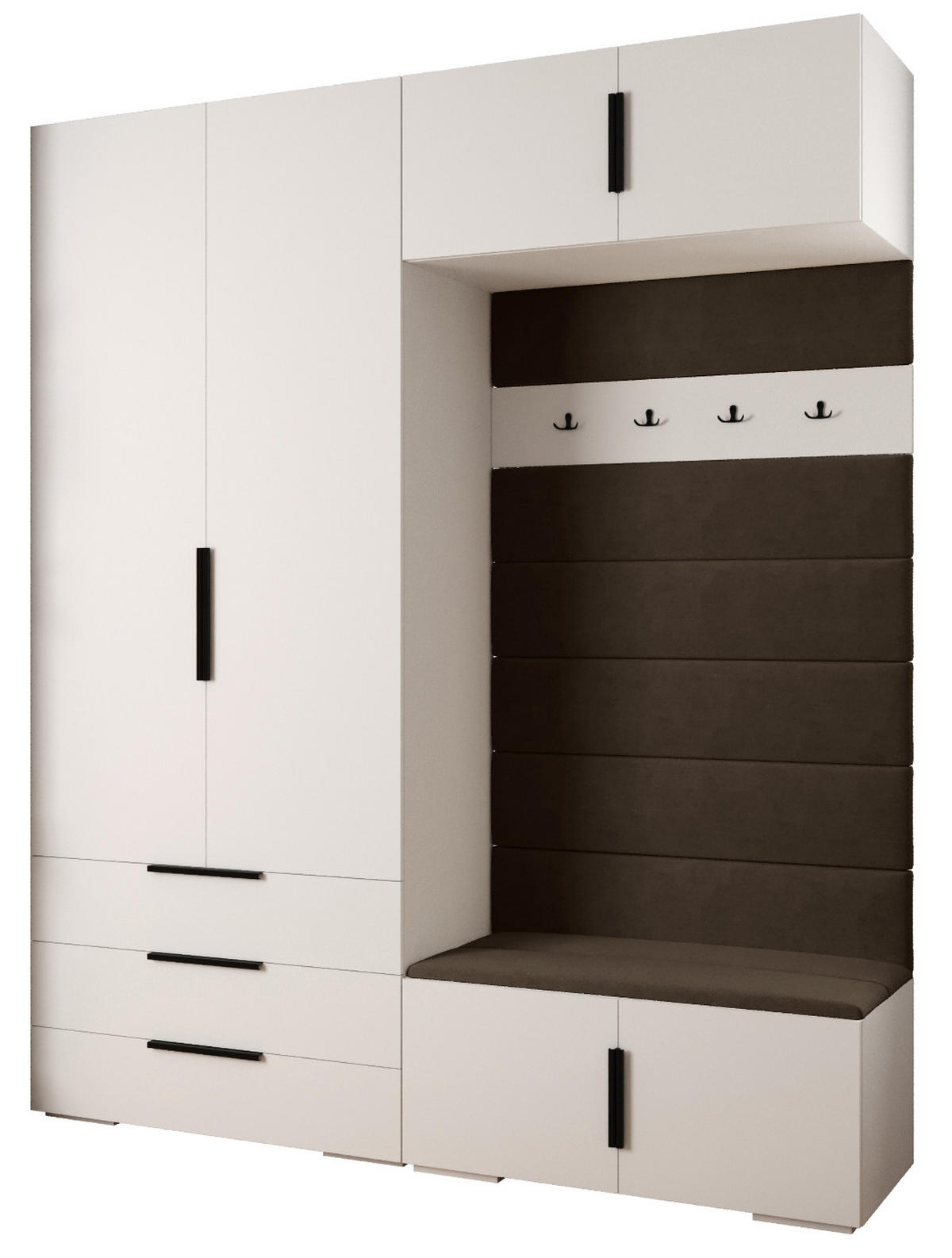 GARDEROBEN-SET 236,7/200/47 - Schwarz/Weiß, Holz/Kunststoff (200/236.7/47cm) - Abiks Möbel
