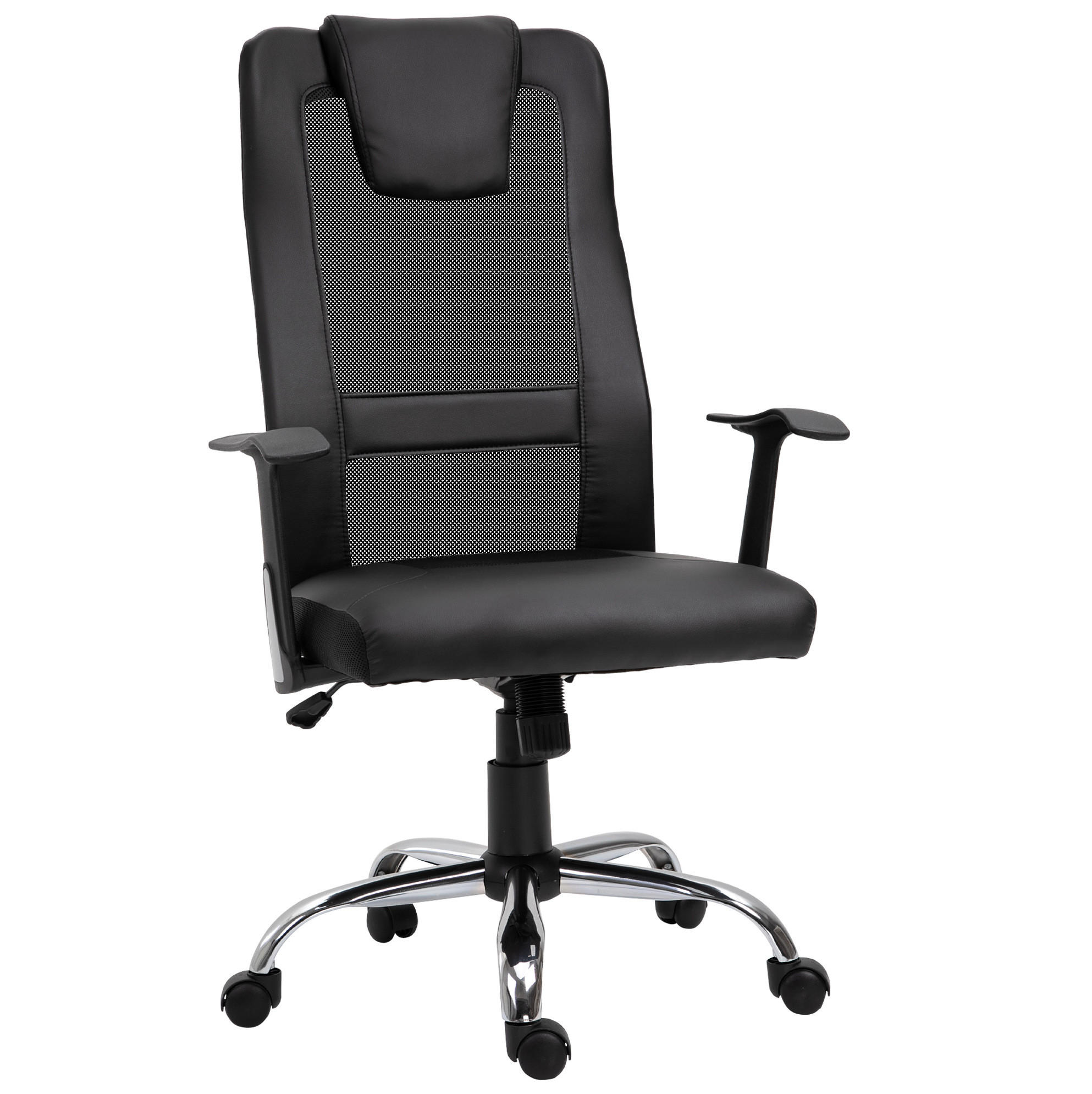 BÜROSTUHL ergonomisch höhenverstellbar Kunstleder Schwarz - Schwarz, Metall (73/118/66cm) - Meubliv