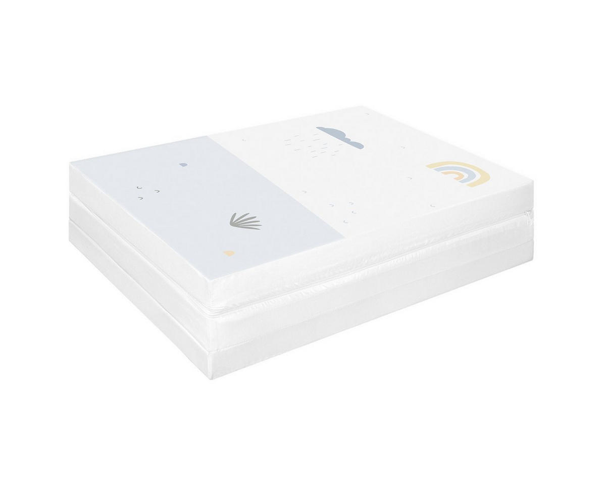 BABYBETT FALTMATRATZE Tiere hellgrau 120 x 60 x 5 cm Baumwolle Reißverschluss - Grau, Textil (60/120cm) - Kikka boo