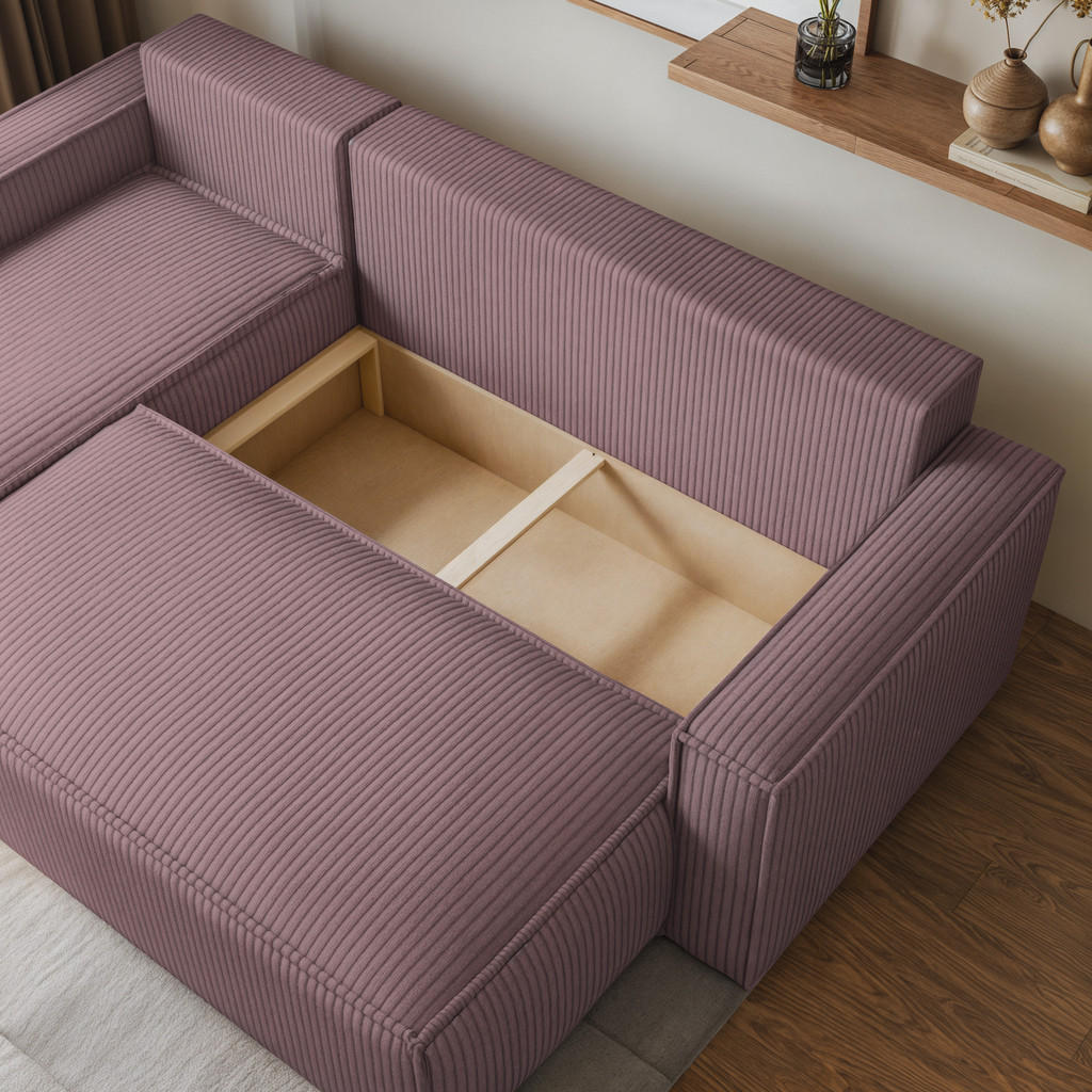 Thumbnail - Masseno Ecksofa, Lila, Textil, 3-Sitzer, L-Form,L-Form, 240x140 cm, Wohnzimmer, Sofas & Couches, Wohnlandschaften, Eckso...