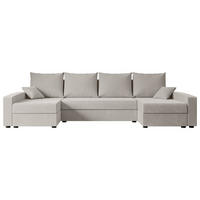 WOHNLANDSCHAFT mit Schlaffunktion und Bettkasten ALESIA-U 301x140x90 cm Hellbraun Velours - Hellbraun/Silberfarben, Holzwerkstoff/Kunststoff (301/90/140cm) - ALTDECOR