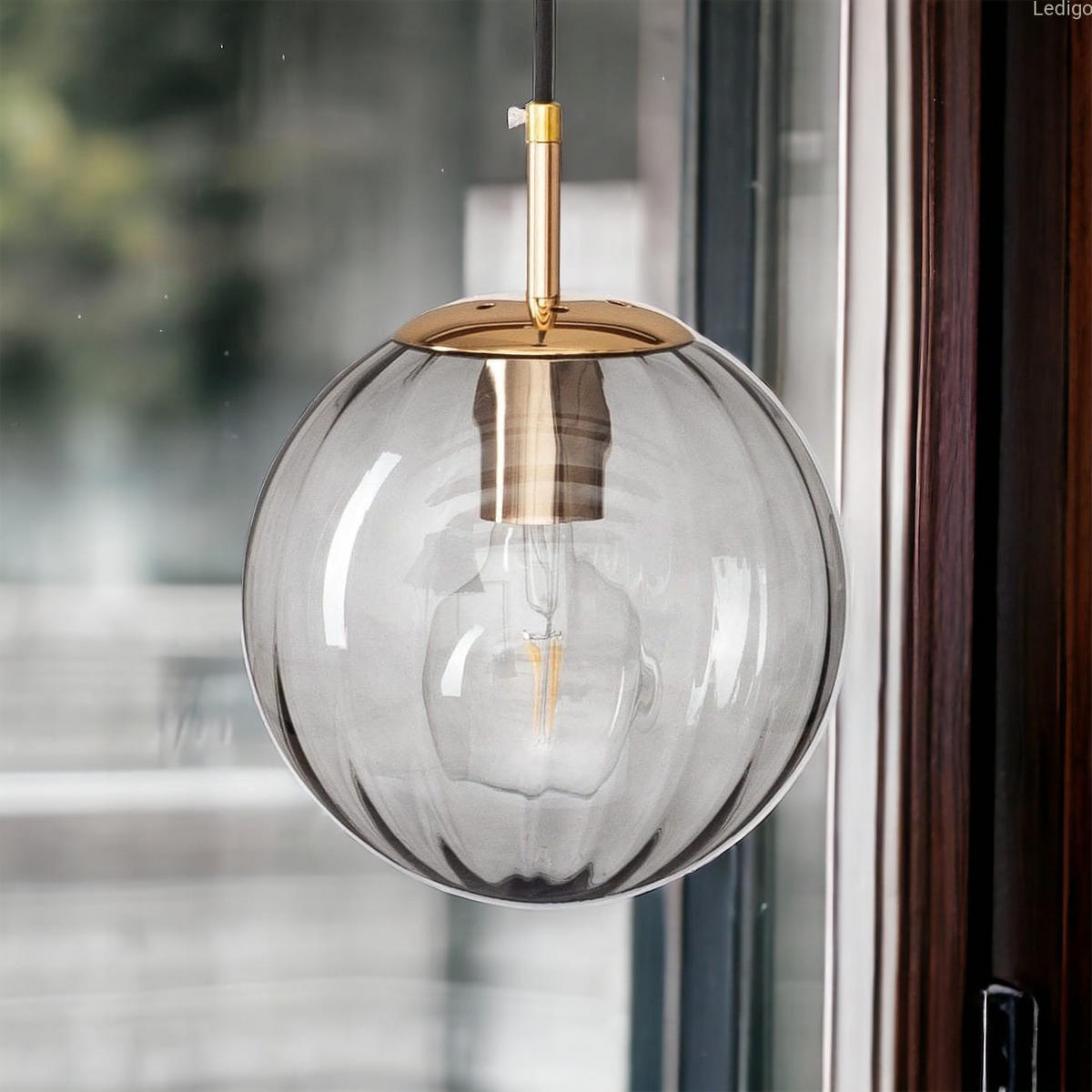 PENDELLEUCHTE Rome - Transparent/Goldfarben, Glas/Metall (20/20/110cm) - kiki design