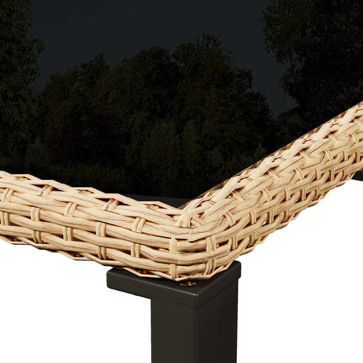 GARTENSET 6 Personen Tisch Stuhl - Schwarz, Naturmaterialien - LEBENLANG